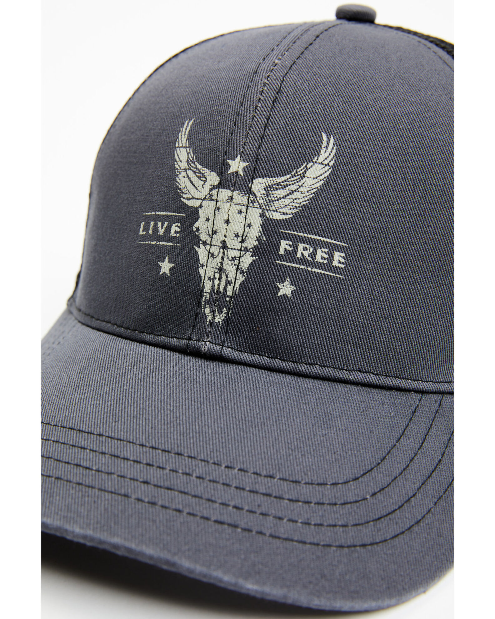 Image #2 - Cody James Men's Live Free Steer Head Ball Cap, Dark Grey, hi-res