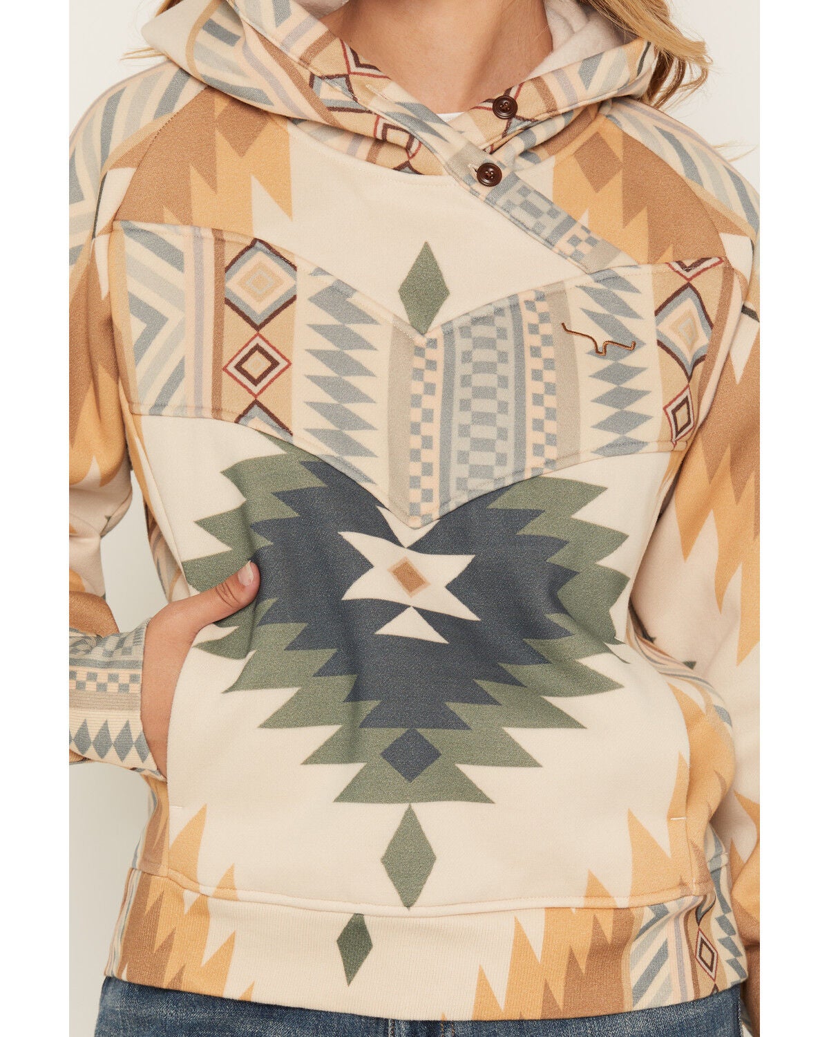Image #3 - Kimes Ranch Women's Ella Southwestern Print Hoodie, Sand, hi-res