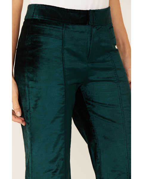 Image #2 - Free People Women's Walk With You Velvet Flare Trousers, Turquoise, hi-res