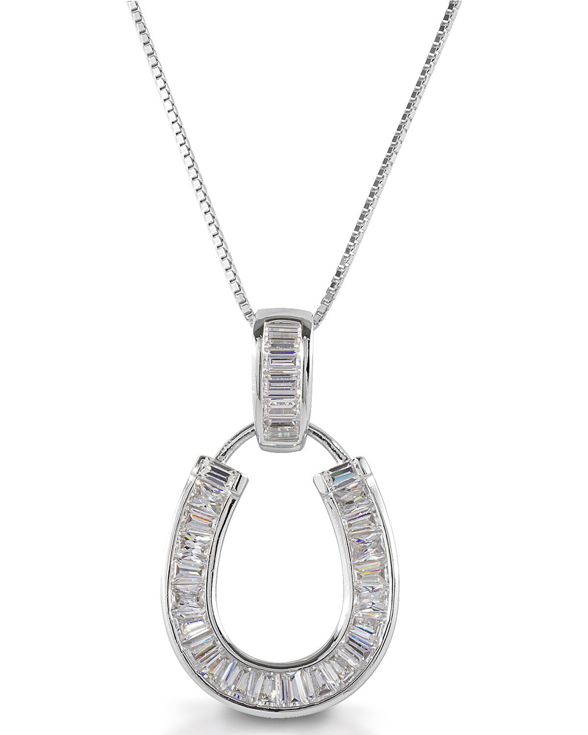 Image #1 - Kelly Herd Women's Baguette Horseshoe Necklace, Silver, hi-res
