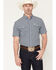 Image #1 - Ferrell Men's Emerson Tek Medallion Print Short Sleeve Pearl Snap Stretch Western Shirt, Blue, hi-res