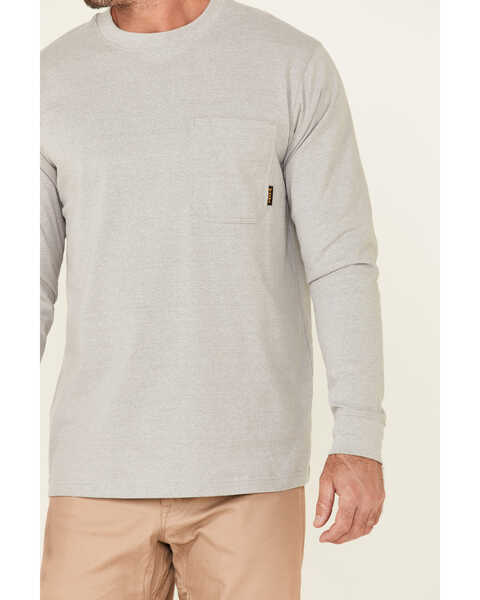 Image #3 - Hawx Men's Solid Light Gray Forge Long Sleeve Work Pocket T-Shirt - Tall, Light Grey, hi-res