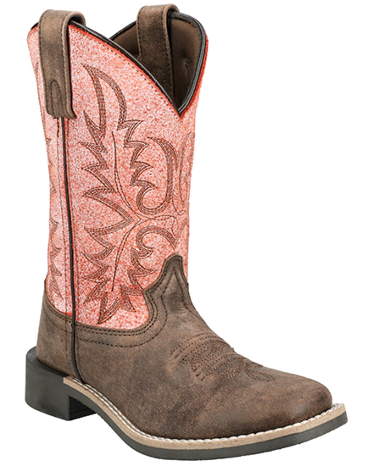 Image #1 - Smoky Mountain Little Girls' Rustic Rider Western Boots - Broad Square Toe, Brown, hi-res