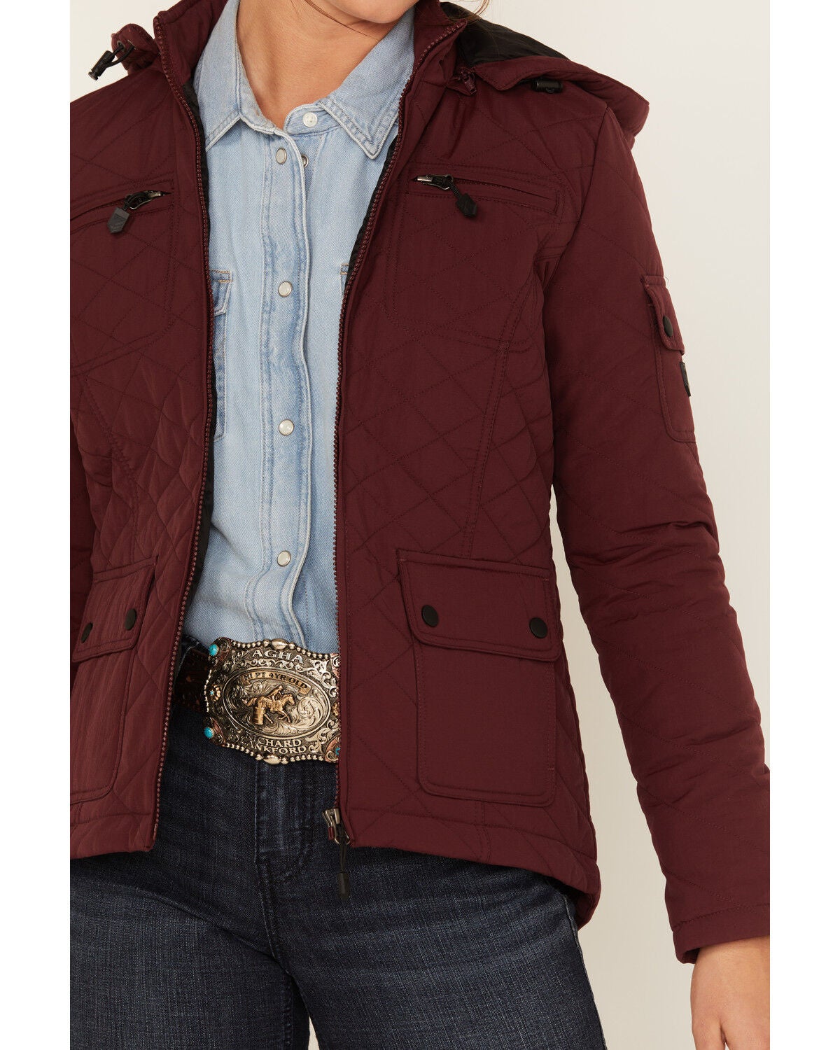 Image #3 - RANK 45&reg; Women's Ultimate Legacy Quilted Jacket, Dark Red, hi-res