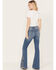 Image #3 - Driftwood Women's Medium Wash High Rise Flare Paisley Hem Jeans, Medium Wash, hi-res