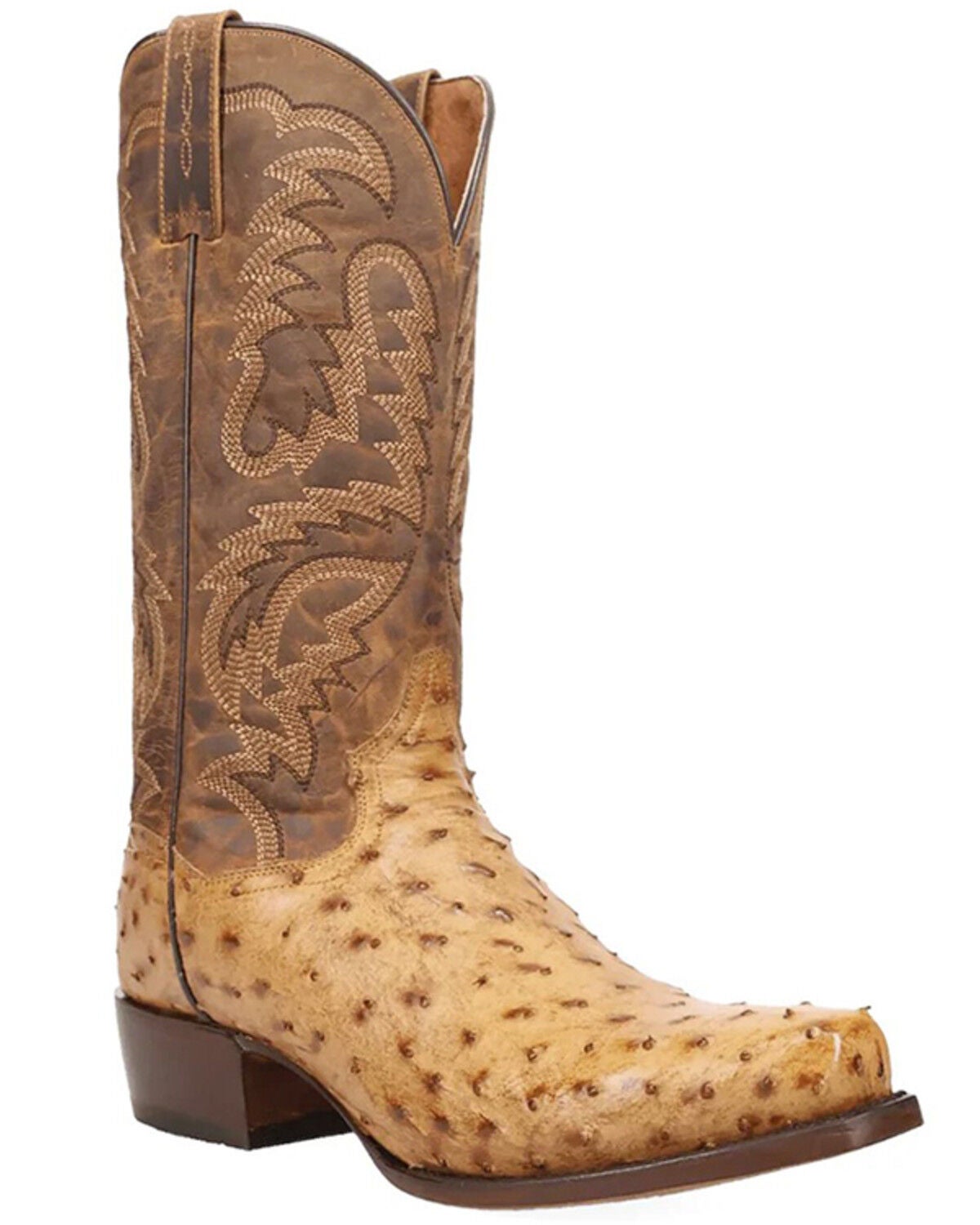 Image #1 - Dan Post Men's Marco Exotic Full-Quill Ostrich Western Boots - Square Toe, Brown, hi-res