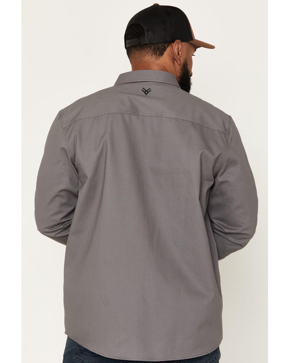 Image #4 - Hawx Men's All Out Solid Twill Long Sleeve Button-Down Work Shirt - Tall, Dark Grey, hi-res