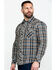 Image #3 - Rock & Roll Denim Men's Teal Washed Yarn Dye Plaid Short Sleeve Western Shirt  , Teal, hi-res