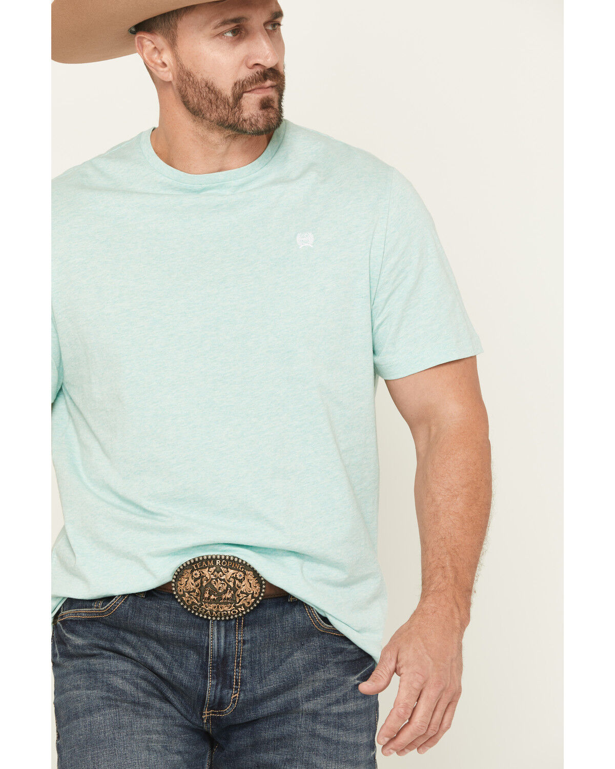 Image #3 - Cinch Men's Solid Logo Short Sleeve T-Shirt, Turquoise, hi-res