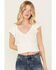 Image #3 - Idyllwind Women's Pointe Flutter Sleeve Smocked Top, Ivory, hi-res