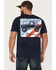 Image #1 - Buckwear Men's USA Velocity Short Sleeve Graphic T-Shirt, Navy, hi-res