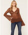Image #1 - Shyanne Women's Lace Knit Long Sleeve Top, Bark, hi-res
