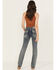 Image #1 - Grace in LA Women's Medium Wash Floral Embroidered Mid Rise Bootcut Stretch Denim Jeans, Medium Wash, hi-res
