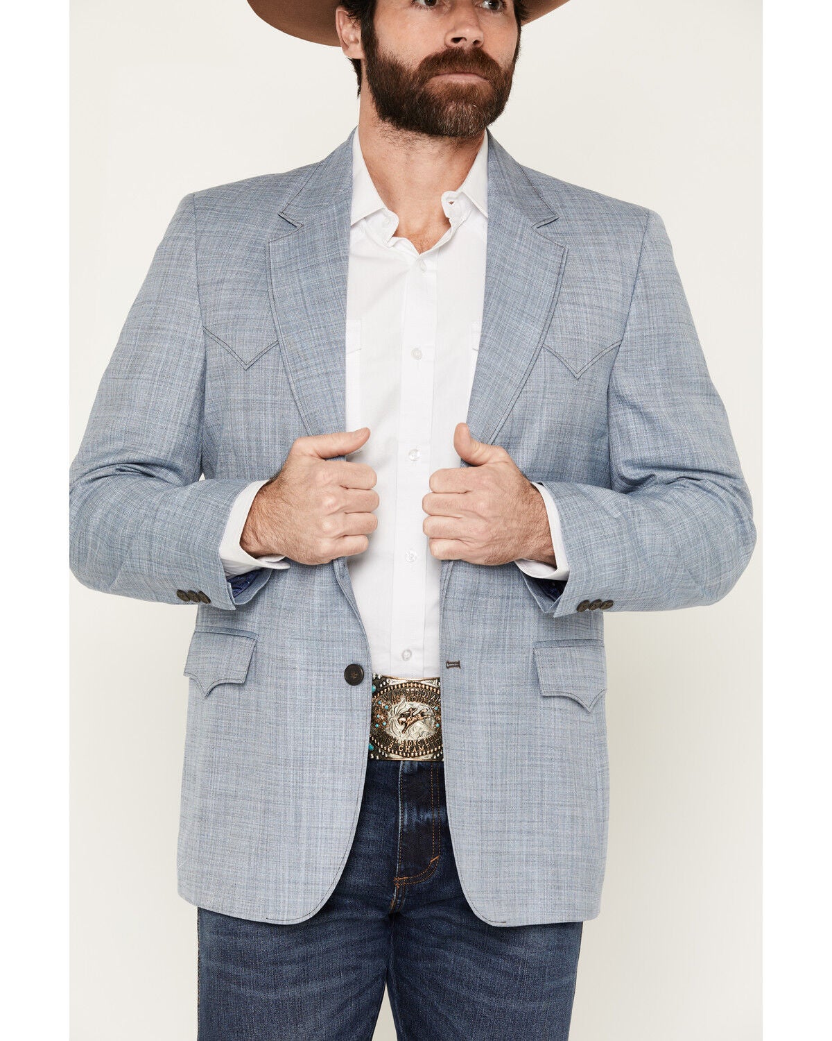 Image #3 - Circle S Men's Fort Worth Sport Coat, Heather Blue, hi-res