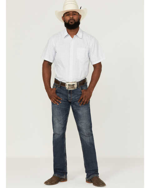 Image #2 - Gibson Men's Throwback Plaid Short Sleeve Button-Down Western Shirt , Cream, hi-res