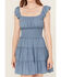 Image #3 - Trixxi Women's Smocked Waist Mini Dress, Blue, hi-res