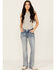 Image #3 - Grace in LA Women's Light Wash Mid Rise Geo Embroidered Pocket Bootcut Jeans, , hi-res