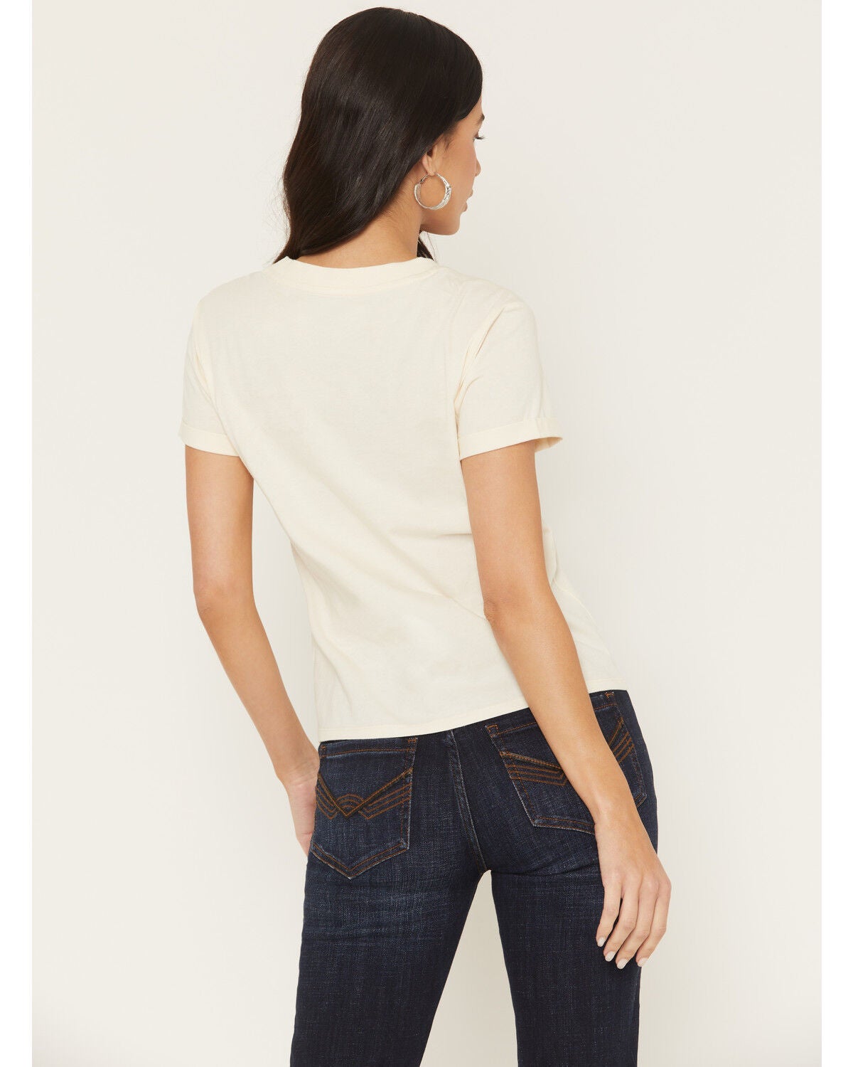 Image #5 - Idyllwind Women's Warren Boot Stitch Short Sleeve Tee, Cream, hi-res