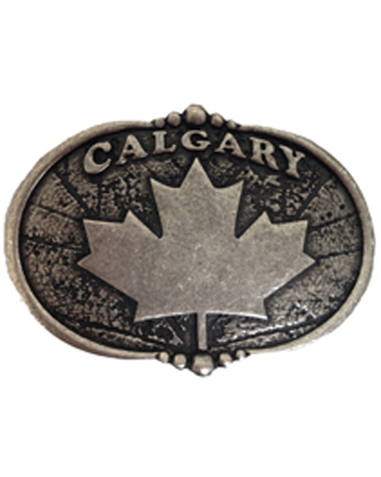 AndWest Vintage Silver Calgary Maple Leaf Belt Buckle, Silver, hi-res