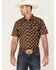 Image #1 - Cody James Men's Jockey Paisley Print Short Sleeve Snap Western Shirt , Brown, hi-res