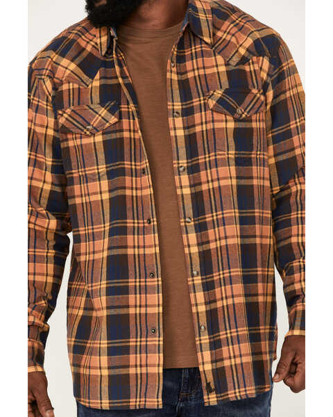 Image #3 - Cody James Men's Wood Chuck Large Plaid Print Long Sleeve Snap Western Flannel Shirt - Big & Tall , Brown, hi-res