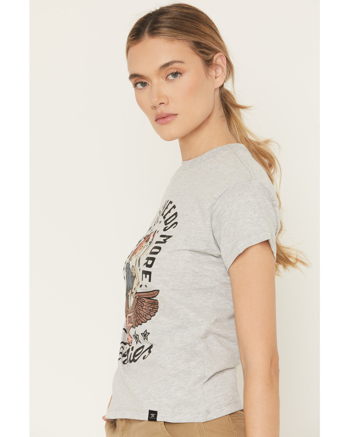 Image #2 - Troll Co Women's Rose Short Sleeve Graphic Tee, Heather Grey, hi-res