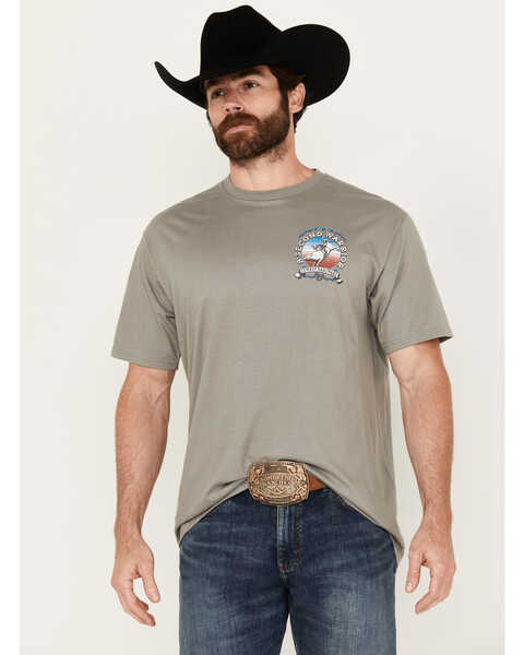 Cowboy Hardware Men's 8 Second Warrior Bull Rider Short Sleeve Graphic T-Shirt, Grey, hi-res