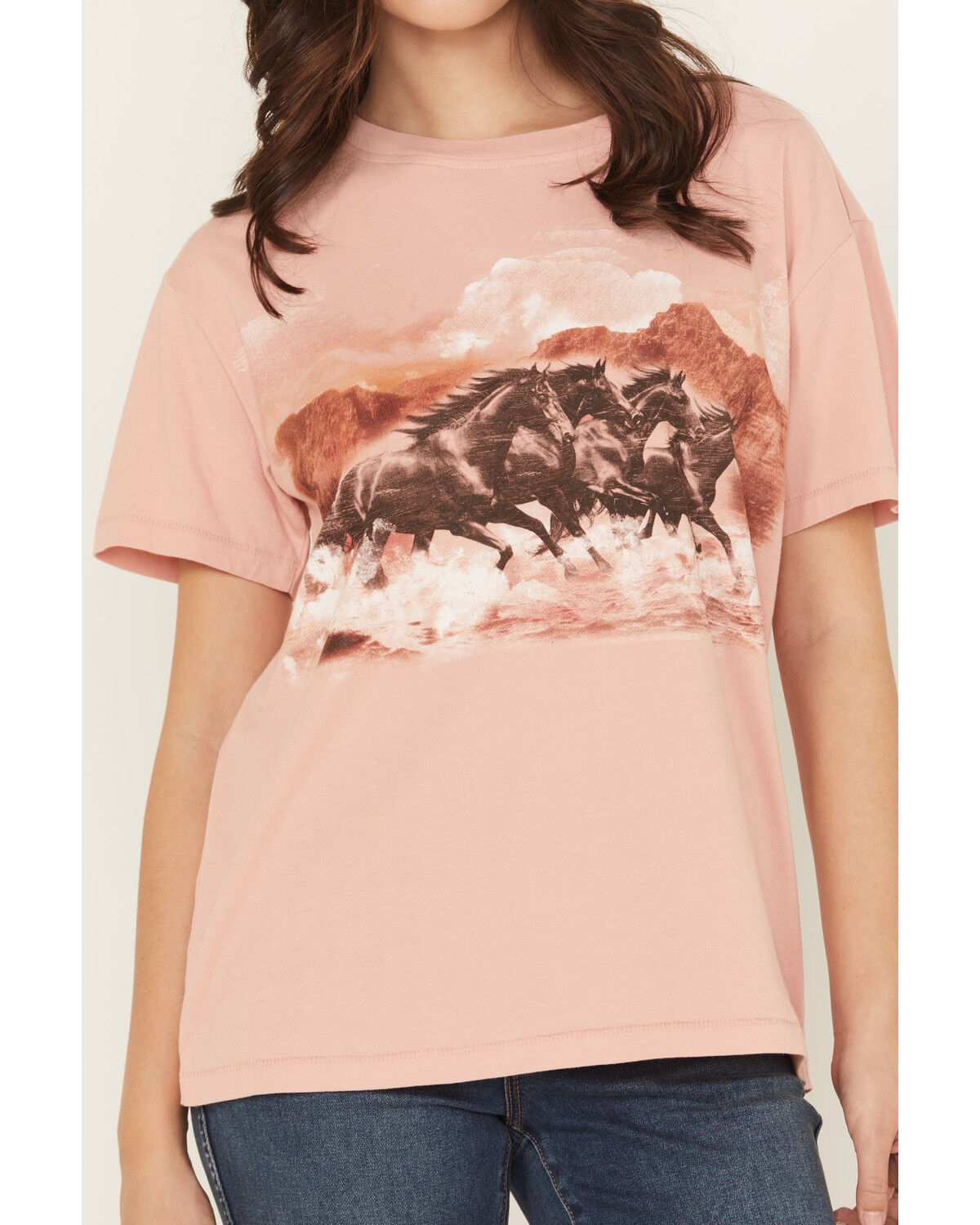 Image #3 - Shyanne Women's Running Horses Short Sleeve Graphic Tee, Light Pink, hi-res
