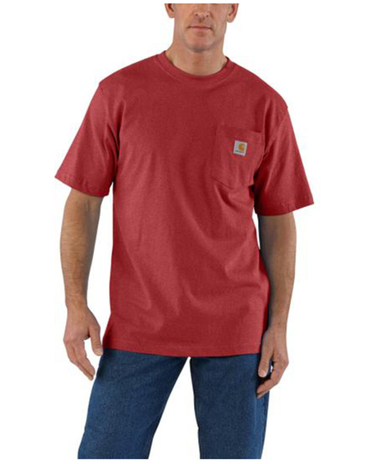 Image #1 - Carhartt Men's Loose Fit Heavyweight Short Sleeve Pocket T-Shirt, Dark Red, hi-res