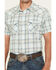 Image #3 - Ariat Men's Hinkle Retro Fit Plaid Print Short Sleeve Snap Western Shirt, Aqua, hi-res