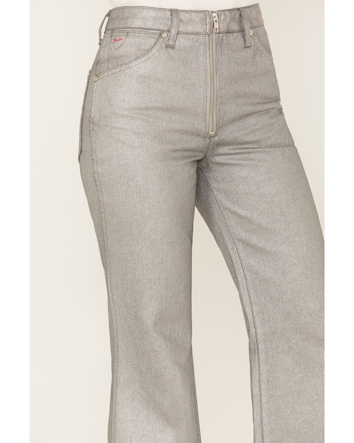 Image #3 - Wrangler X Fender Women's Metallic Wanderer Flare Jeans, Silver, hi-res