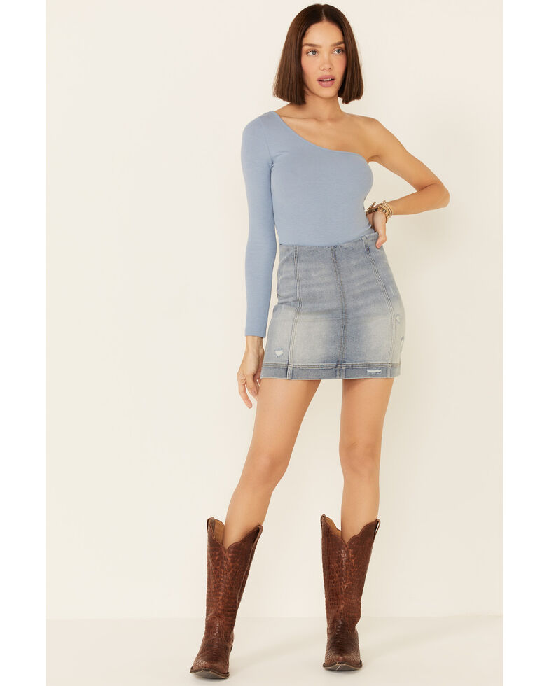 Jolt Women's Zipper Denim Mini Skirt, Blue, hi-res