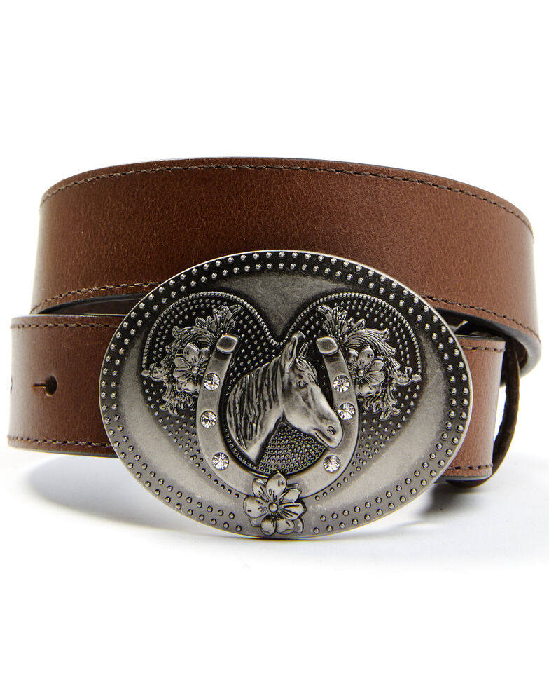 Shyanne Girls' Horsin' Around Brown Belt, Brown, hi-res