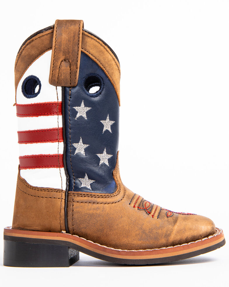 Cody James Boys' USA Flag Western Boots Wide Square Toe Country
