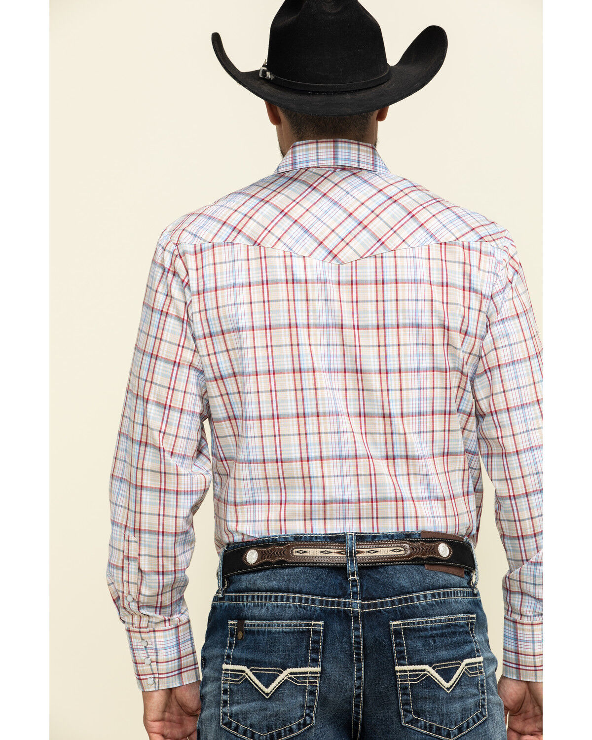 Image #2 - Roper Men's Classic Tan Plaid Long Sleeve Western Shirt, Tan, hi-res