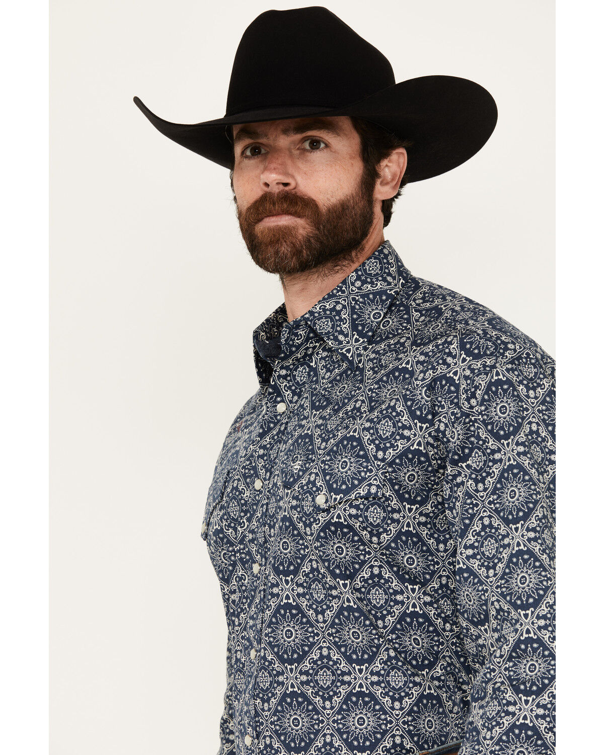 Image #2 - Stetson Men's Medallion Long Sleeve Pearl Snap Western Shirt, , hi-res