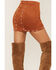 Image #4 - Shyanne Women's Faux Suede Floral Button Front Southwestern Mini Skirt, Brown, hi-res