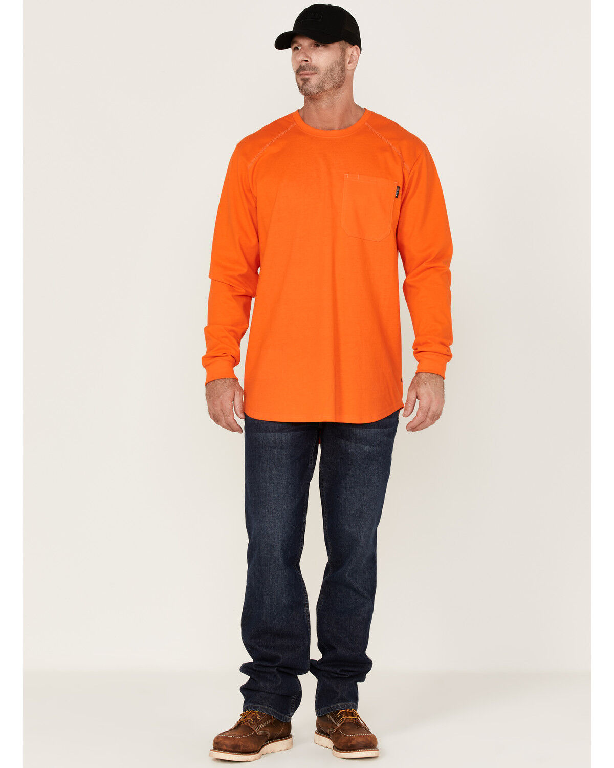 Image #2 - Hawx Men's FR Pocket Long Sleeve Work T-Shirt, Orange, hi-res