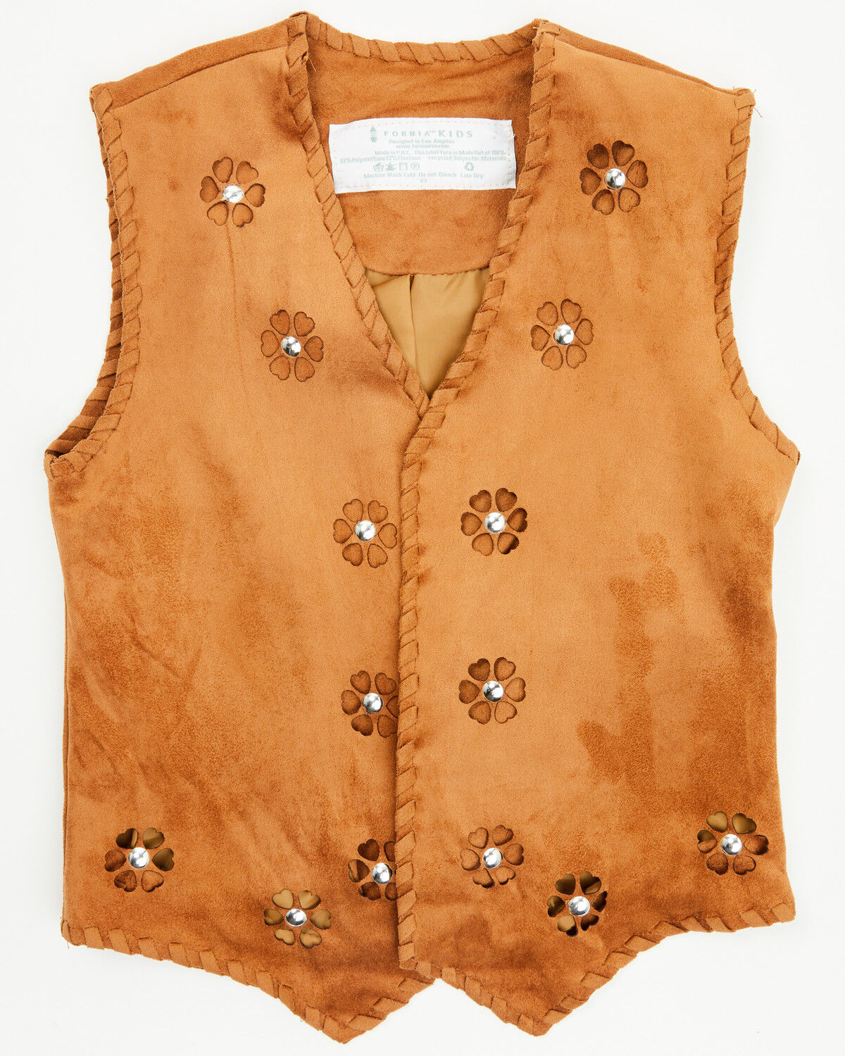 Image #1 - Fornia Toddler Girls' Studded Floral Vest, Camel, hi-res