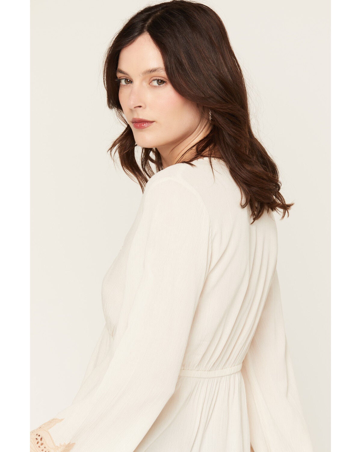 Image #2 - Shyanne Women's Ridley Deep V Neck Long Sleeve Top, Natural, hi-res