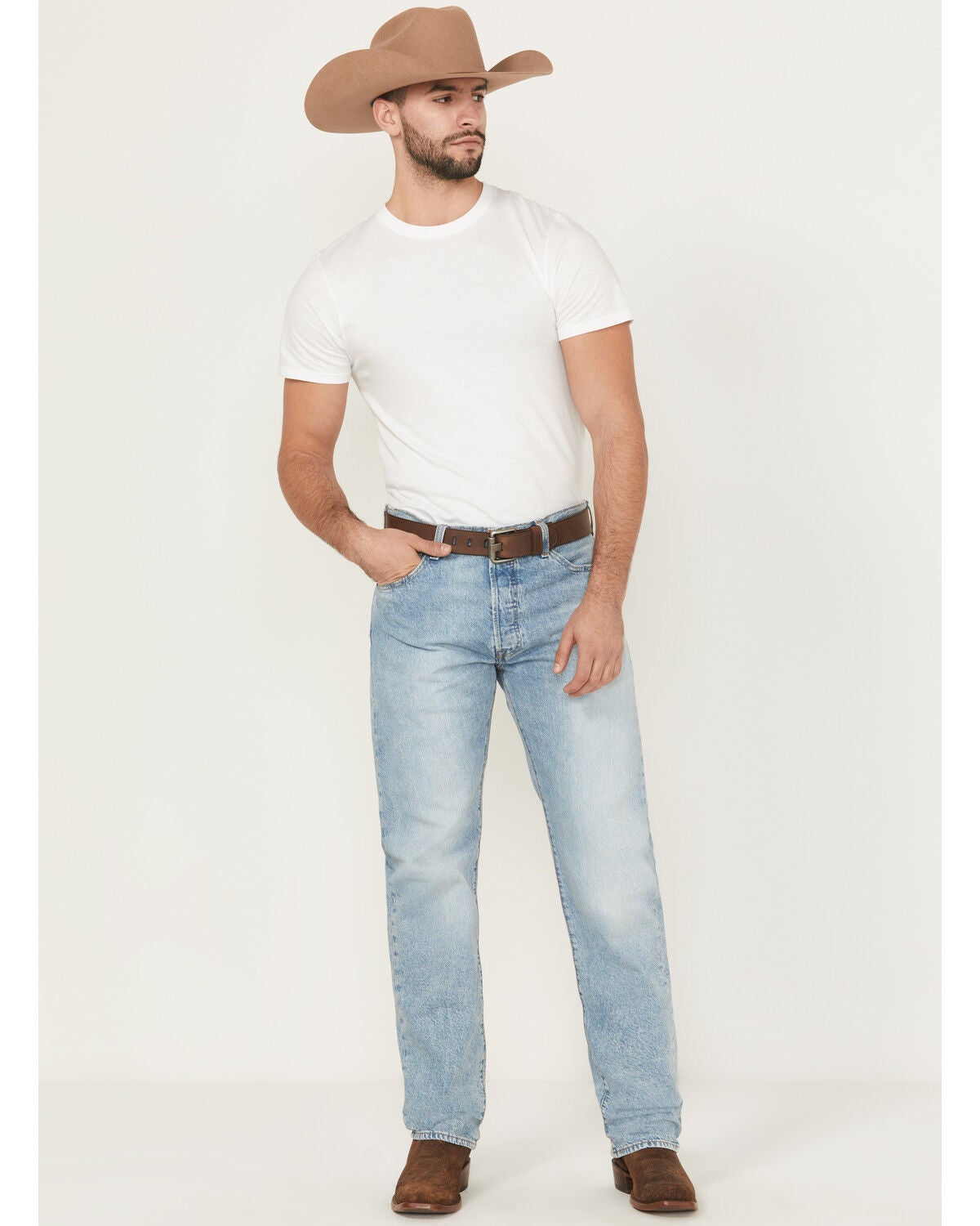 Levi's Men's 501&reg; Original Stay Zen Light Wash Straight Rigid Denim Jeans, Light Wash, hi-res