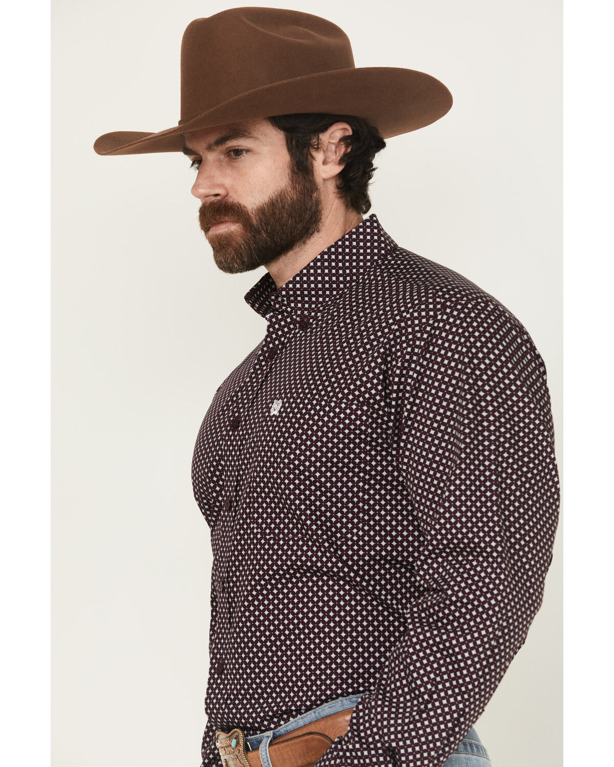 Image #2 - Cinch Men's Geo Print Long Sleeve Button-Down Western Shirt - Big, Purple, hi-res