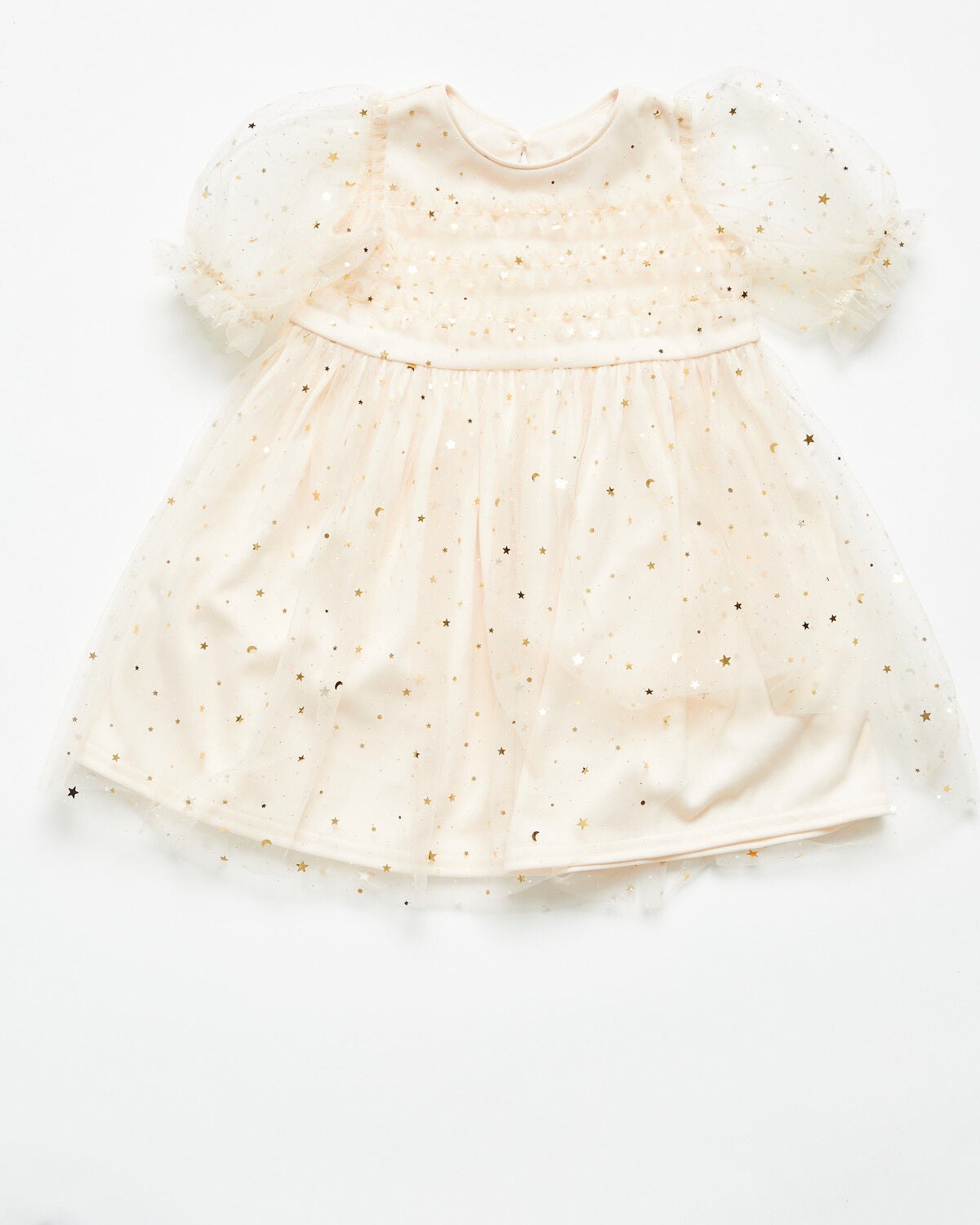 Image #1 - Yura Infant Girls' Star Tulle Short Sleeve Dress, Cream, hi-res