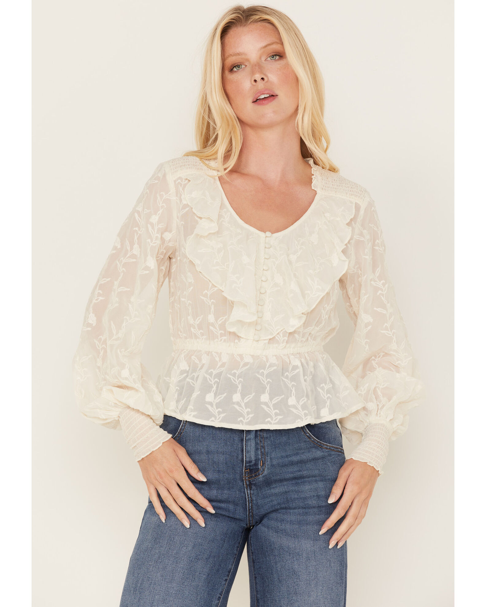 White chiffon ruffle blouse store