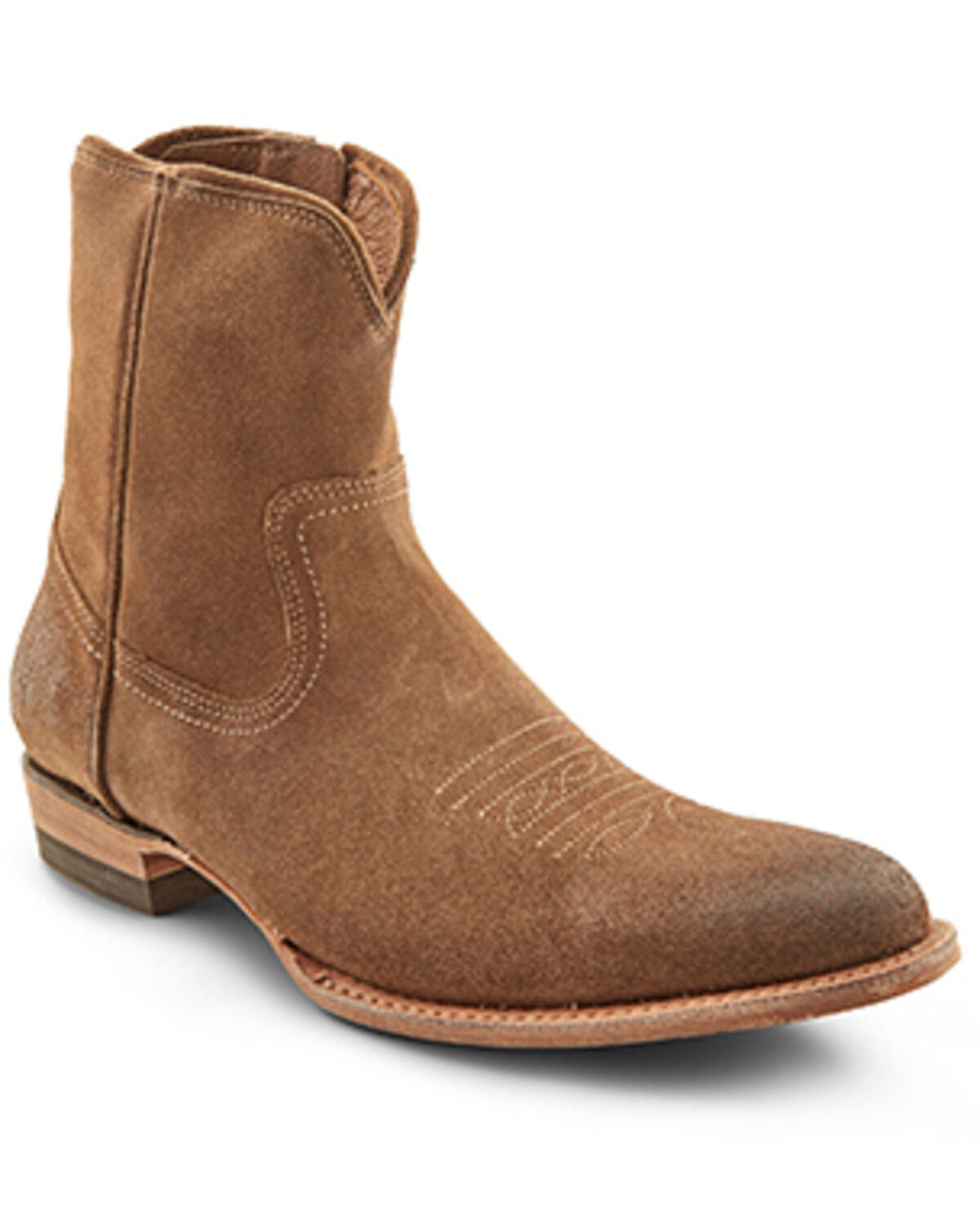 Image #1 - Frye Men's Austin Inside Zip Roughout Ankle Boots - Round Toe, Brown, hi-res