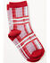 Image #1 - Shyanne Girls' Plaid Print Crew Socks, Purple, hi-res