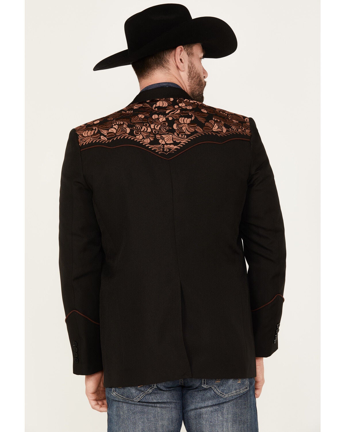 Image #4 - Scully Men's Gunfighter Embroidered Sportcoat, Black, hi-res