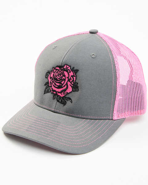 Oil Field Hats Men's Grey & Pink Texas Rose Ball Cap, Grey, hi-res