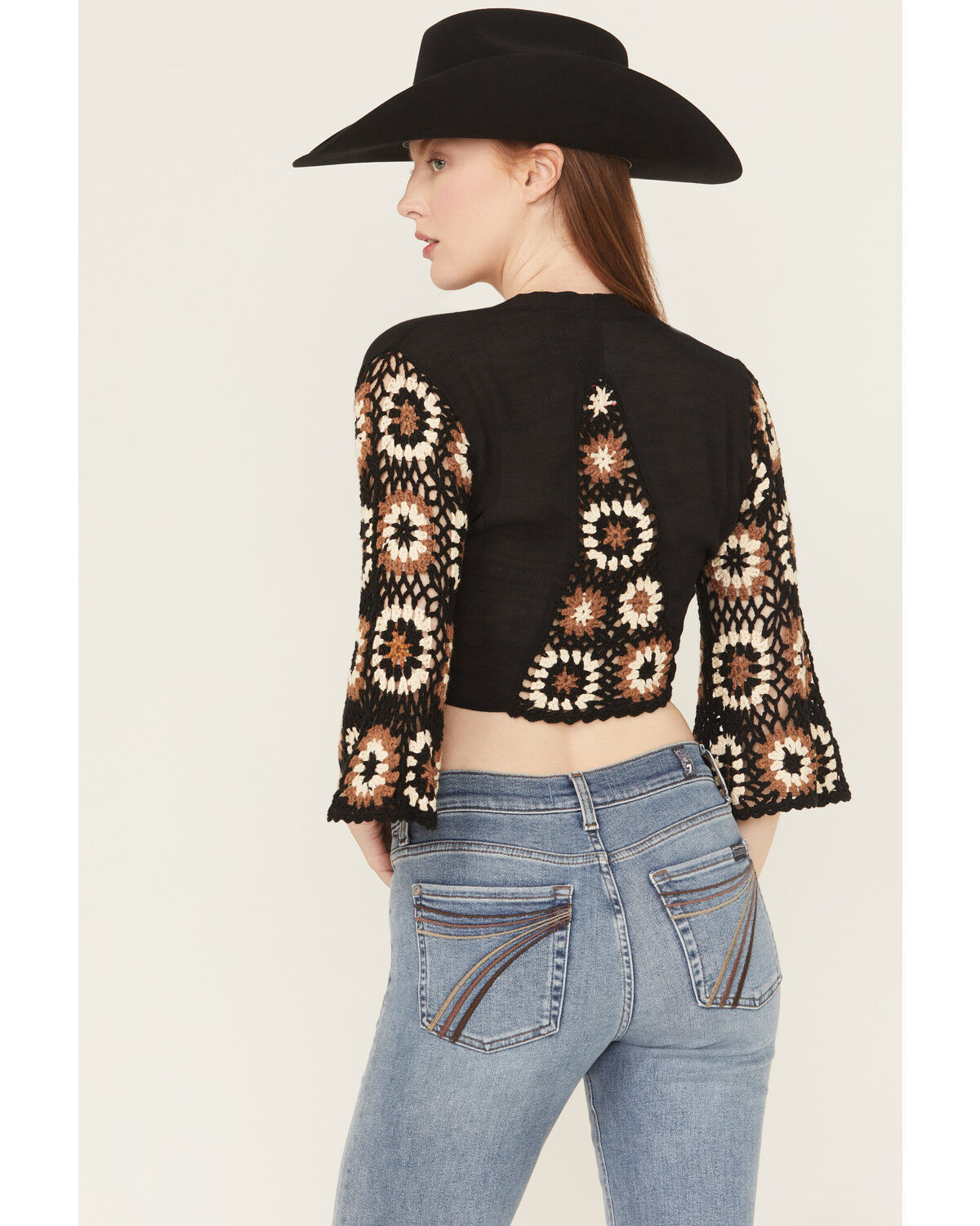 Image #4 - Revel Women's Crochet Tie-Front Long Sleeve Shirt, Black, hi-res