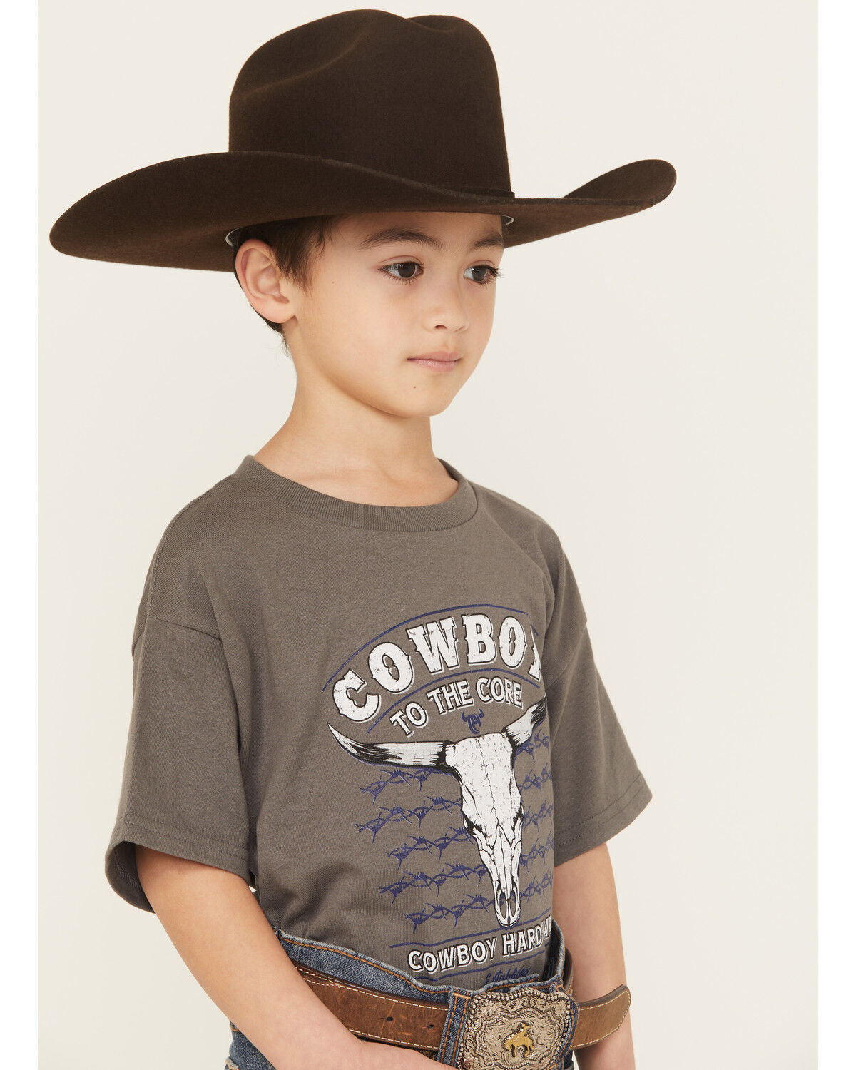 Image #2 - Cowboy Hardware Boys' Cowboy Core Short Sleeve Graphic T-Shirt, Grey, hi-res